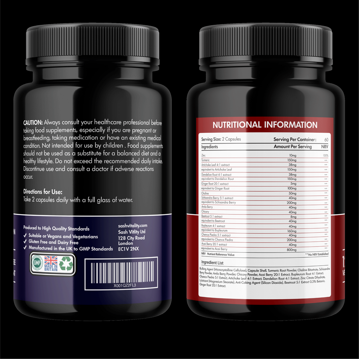 Liver Support Capsules High Strength | 13 Essential Natural Ingredients for Healthy Liver Function - Premium Liver Supplement | 120 Vegan Liver Pro Care Tablets – 8 Weeks Usage | UK Made Sash Vitality