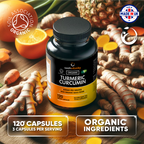 Organic Turmeric Curcumin 600mg Serving with Organic Black Pepper | 120 Vegan Capsules | High Potency Antioxidant & Absorption | Certified Organic Supplement – UK Made Sash Vitality