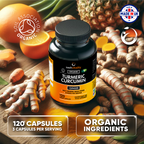 Organic Turmeric Curcumin 2130mg with Black Pepper & Ginger | 120 Vegan Turmeric Capsules High Strength | Supports Joints | Immune System Support | Soil Association Certified Organic | UK Made
