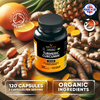 Organic Turmeric Curcumin 2130mg with Black Pepper &amp; Ginger | 120 Vegan Turmeric Capsules High Strength | Supports Joints | Immune System Support | Soil Association Certified Organic | UK Made