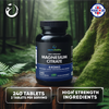 Magnesium Citrate - 240 High Strength Vegan Tablets (4 Months Supply) – Magnesium Supporting Restless Leg Syndrome Relief (RLS) & Leg Cramps - 440mg Elemental Magnesium Per Serving – UK Made