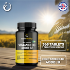Vitamin D 4000 IU – 365 Vegetarian D3 Easy Swallow Micro Tablets | Highest Strength Cholecalciferol VIT D3 - Vegetarian Certified - UK Made Sash Vitality | Support Mood | Supports Bone Health