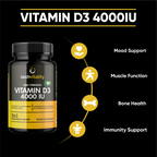 Vitamin D 4000 IU – 365 Vegetarian D3 Easy Swallow Micro Tablets | Highest Strength Cholecalciferol VIT D3 - Vegetarian Certified - UK Made Sash Vitality | Support Mood | Supports Bone Health