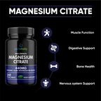 Magnesium Citrate - 240 High Strength Vegan Tablets (4 Months Supply) – Magnesium Supporting Restless Leg Syndrome Relief (RLS) & Leg Cramps - 440mg Elemental Magnesium Per Serving – UK Made