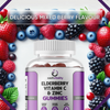 Elderberry Vitamin C &amp; Zinc + Iron Gummy 1000 IU – 60 Vegetarian Multivitamin Chewable Gummies for Kids &amp; Adults | for Skin &amp; Immune System Booster| Nutrition | UK Made | Mixed Berry Flavour