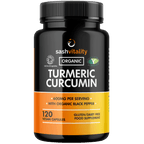 Organic Turmeric Curcumin 600mg Serving with Organic Black Pepper | 120 Vegan Capsules | High Potency Antioxidant & Absorption | Certified Organic Supplement – UK Made Sash Vitality