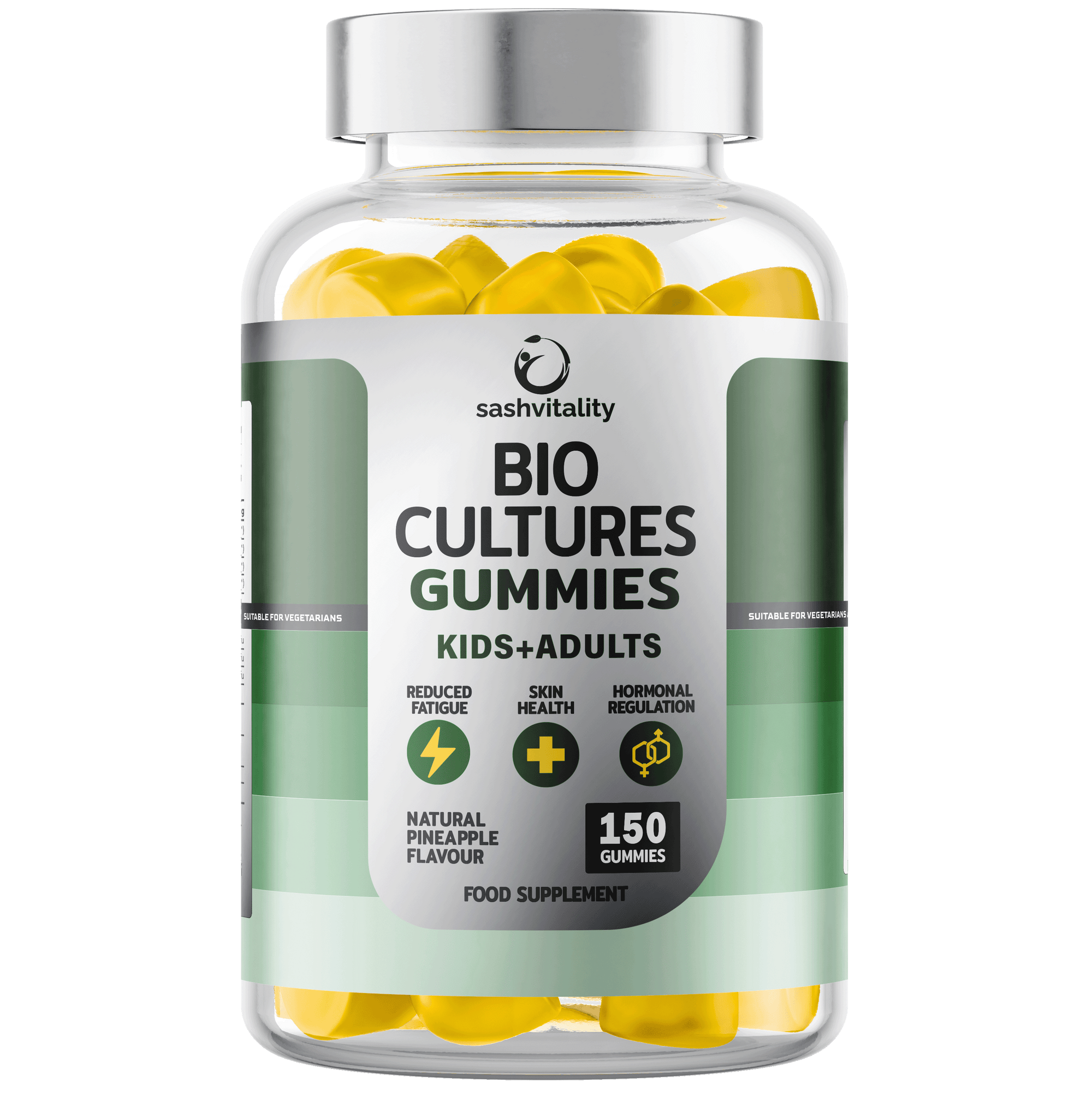 Probiotics Gummies for Adults and Kids - 150 Gummies - Vitamin C, B3, B5, B6 - UK Made Sash Vitality - Gut Health - Immune System Support - Digestive Support - Supports Oral Health - (Pineapple Flavour)