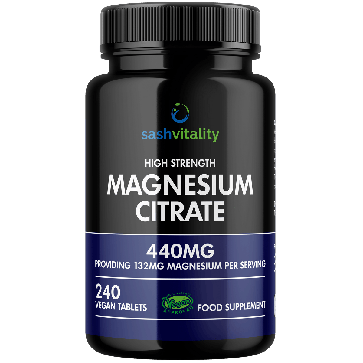 Magnesium Citrate - 240 High Strength Vegan Tablets (4 Months Supply) – Magnesium Supporting Restless Leg Syndrome Relief (RLS) & Leg Cramps - 440mg Elemental Magnesium Per Serving – UK Made