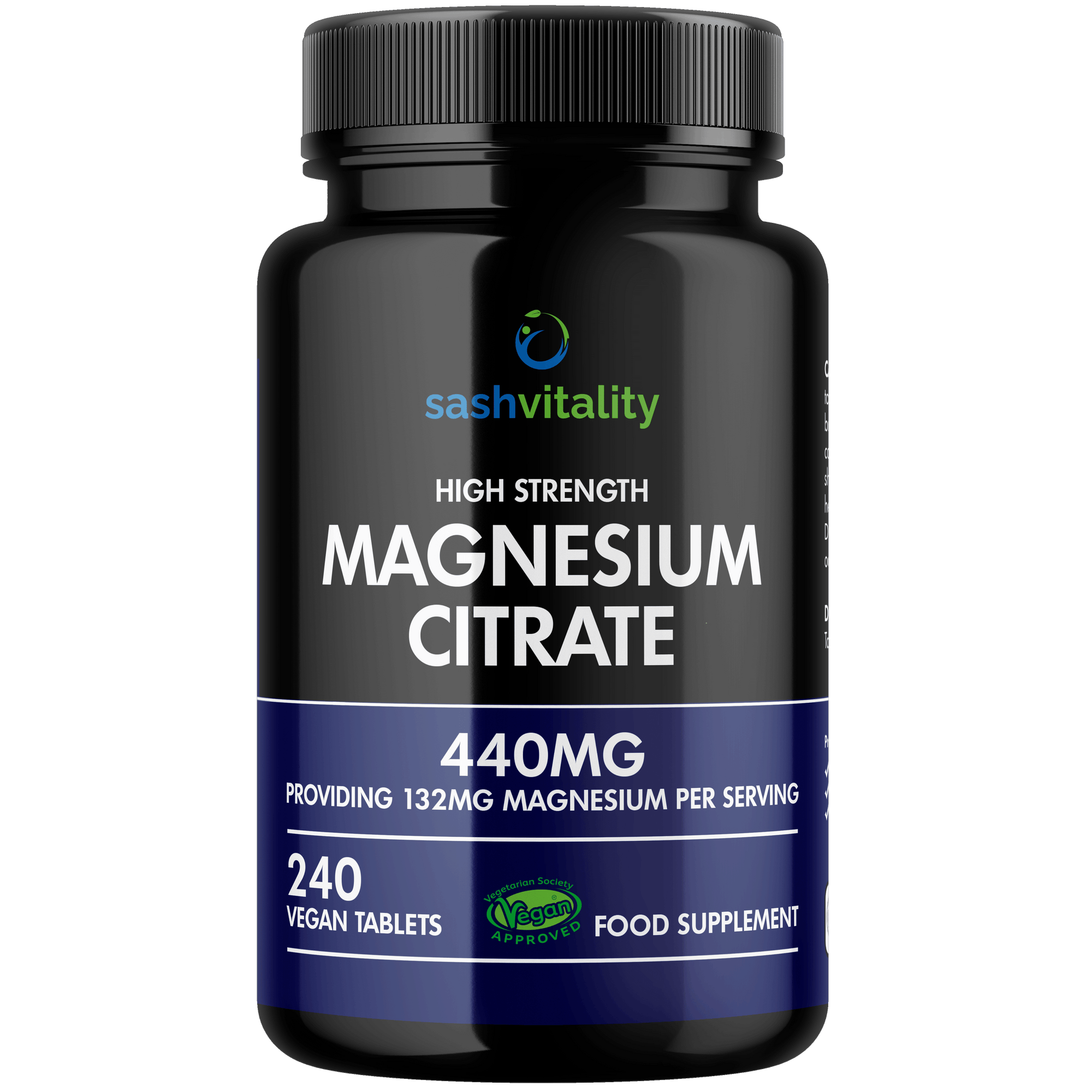 Magnesium Citrate - 240 High Strength Vegan Tablets (4 Months Supply) – Magnesium Supporting Restless Leg Syndrome Relief (RLS) & Leg Cramps - 440mg Elemental Magnesium Per Serving – UK Made - Expiry 7/23