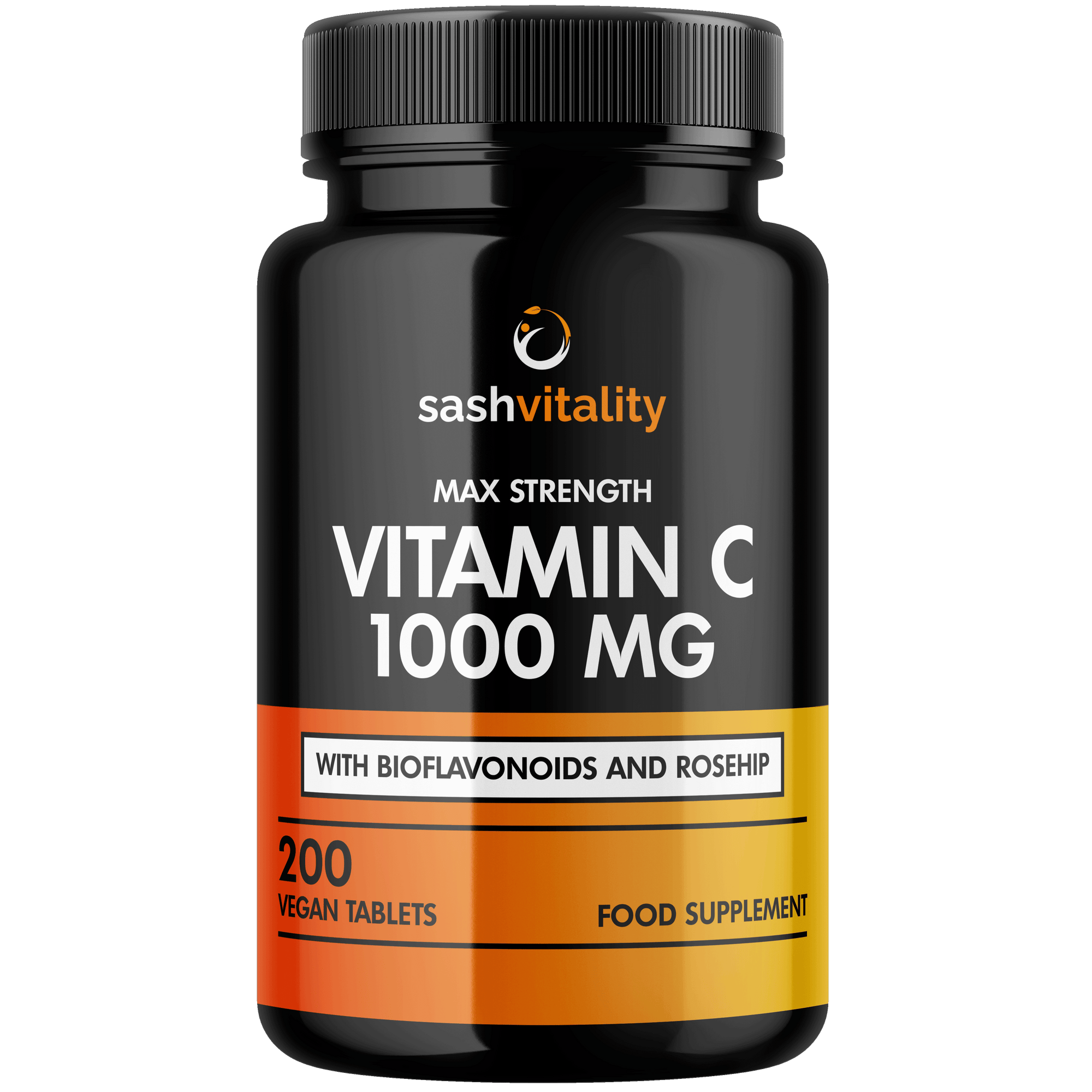 Vitamin C 1000mg - 200 Vegan Tablets - Added Bioflavonoids & Rosehip - Supports The Immune System and Reduces Tiredness and Fatigue - UK Made Sash Vitality - Anti-Inflammatory - Allery support